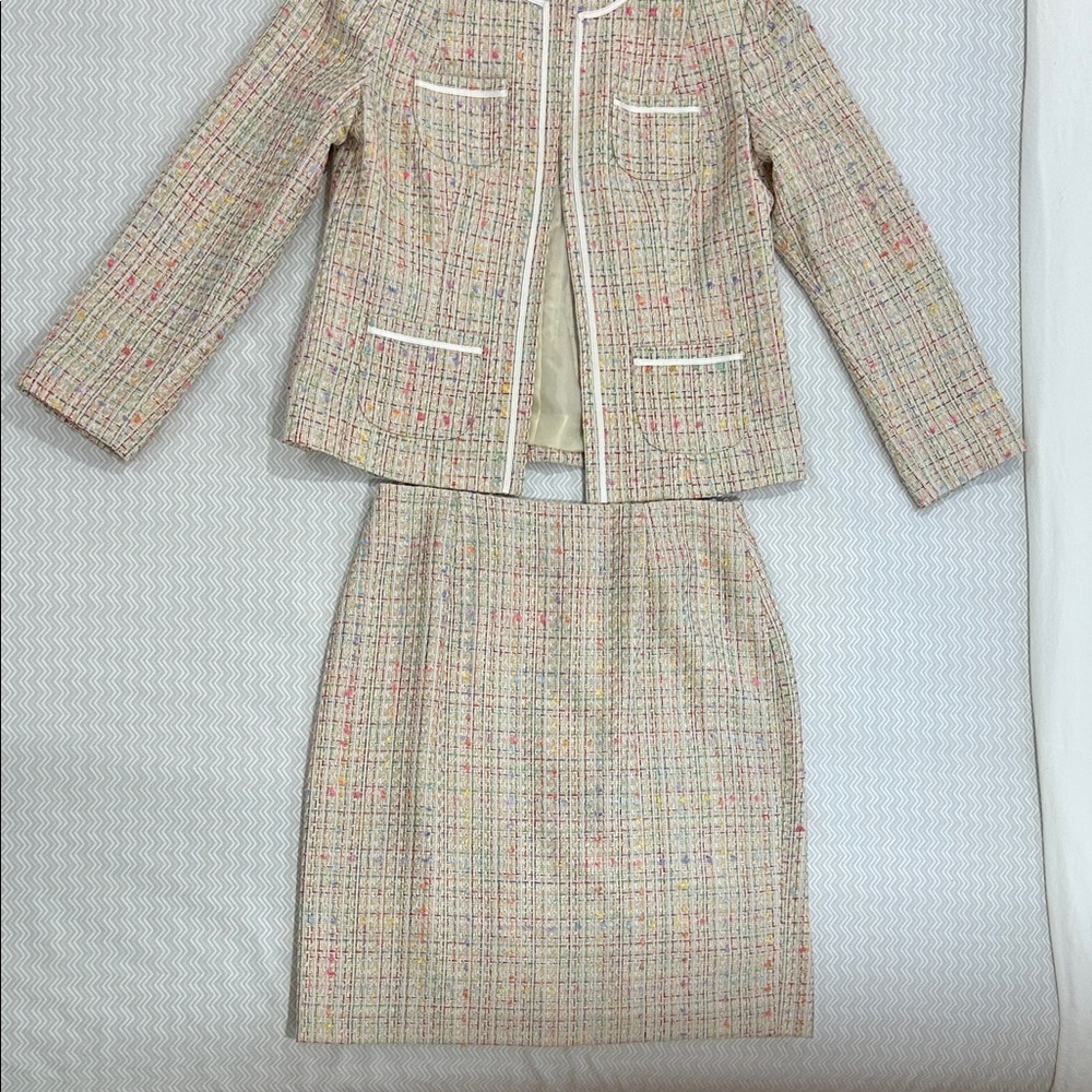 Vintage Laura Scott Multicolor Tweed Skirt Set